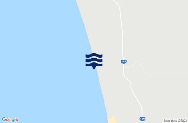 Mapa da tábua de marés em Wagoe Beach, Australia