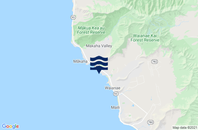Mapa da tábua de marés em Waianae Pokai Bay, United States