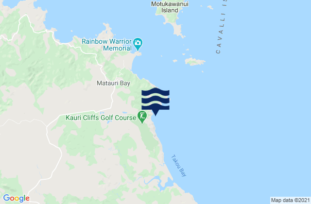 Mapa da tábua de marés em Waiaua Bay, New Zealand