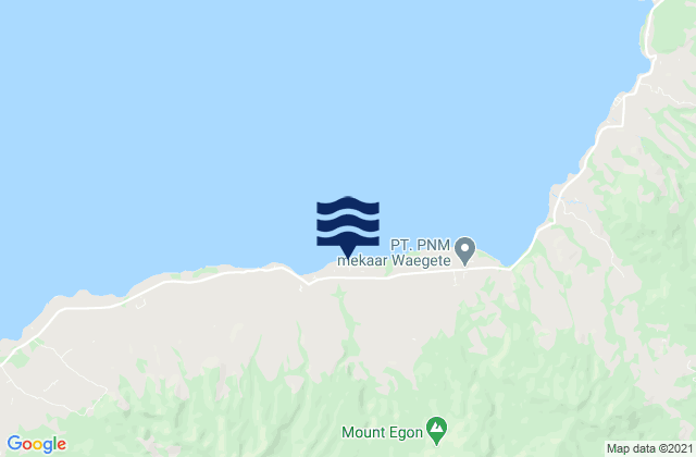 Mapa da tábua de marés em Waigete, Indonesia