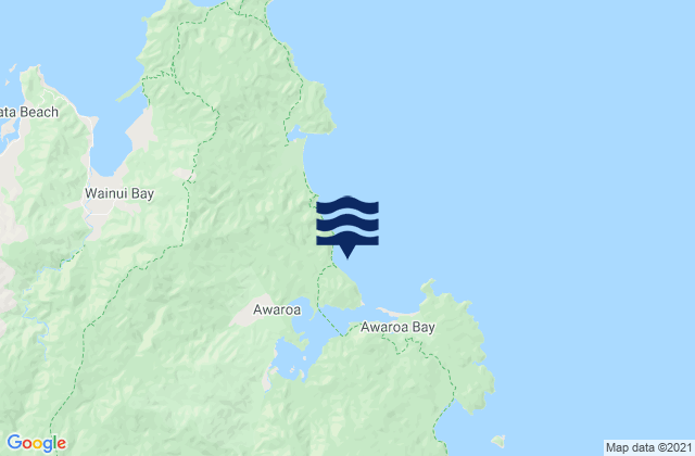 Mapa da tábua de marés em Waiharakeke Bay Abel Tasman, New Zealand