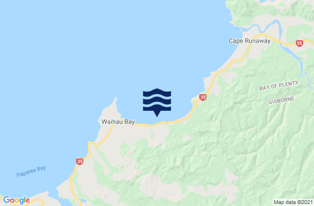 Mapa da tábua de marés em Waihau Bay, New Zealand