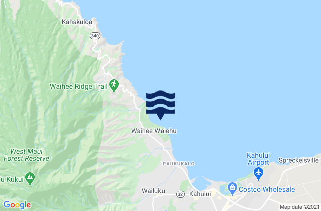 Mapa da tábua de marés em Waihee-Waiehu, United States