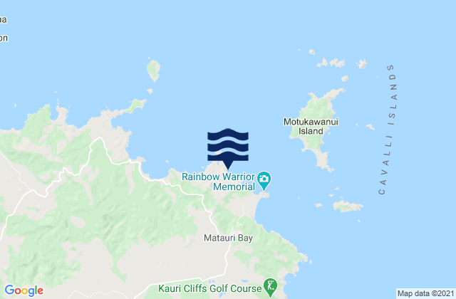Mapa da tábua de marés em Waiheke Bay, New Zealand