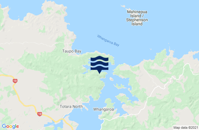 Mapa da tábua de marés em Waihi Bay, New Zealand