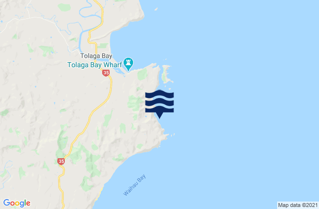 Mapa da tábua de marés em Waihi Beach, New Zealand