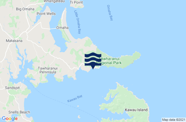 Mapa da tábua de marés em Waikauri Bay, New Zealand