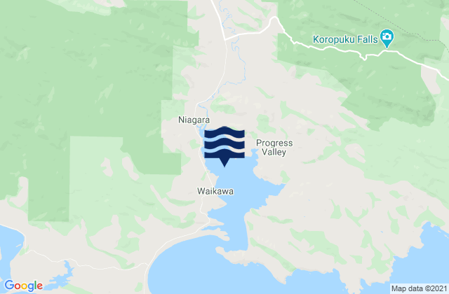 Mapa da tábua de marés em Waikawa Harbour, New Zealand