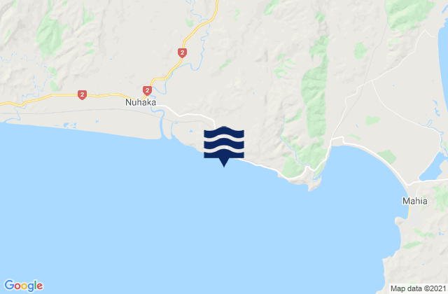 Mapa da tábua de marés em Waikokopu, New Zealand