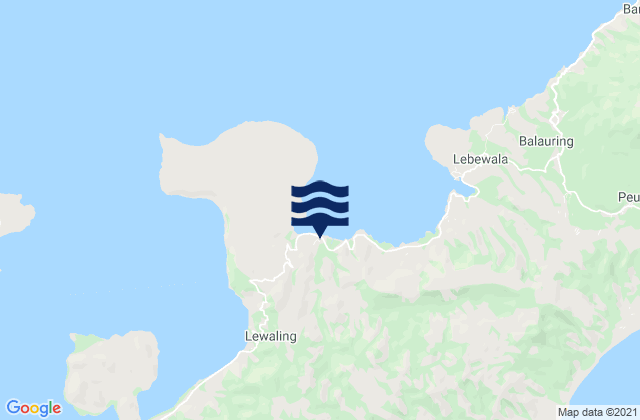 Mapa da tábua de marés em Wailolong, Indonesia