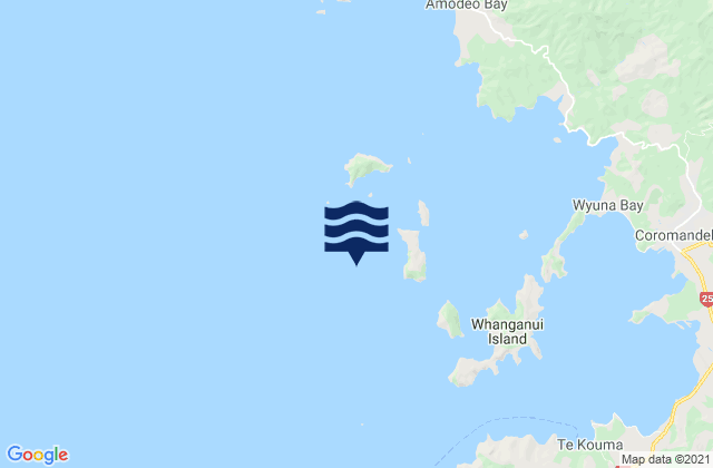 Mapa da tábua de marés em Waimate Island, New Zealand