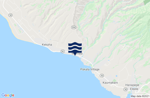 Mapa da tábua de marés em Waimea Bay, United States