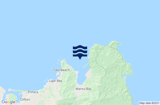 Mapa da tábua de marés em Wainui Bay, New Zealand