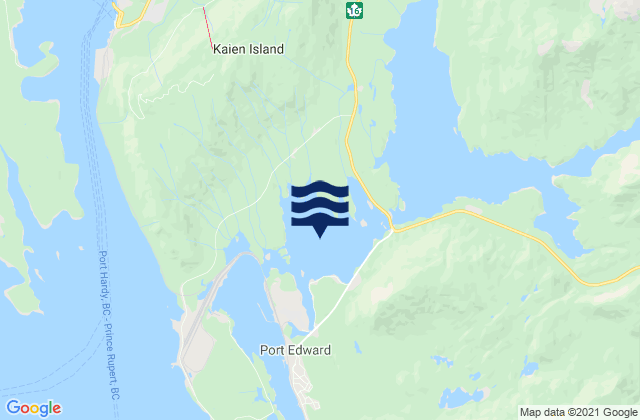 Mapa da tábua de marés em Wainwright Basin, Canada
