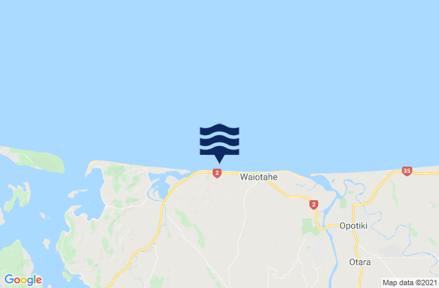 Mapa da tábua de marés em Waiotahi Beach, New Zealand