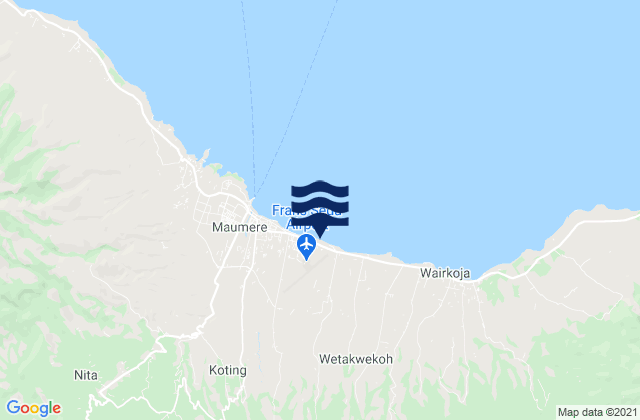 Mapa da tábua de marés em Waioti, Indonesia