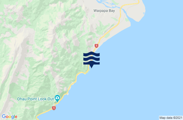 Mapa da tábua de marés em Waipapa Bay, New Zealand