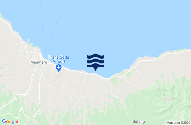 Mapa da tábua de marés em Waipare, Indonesia