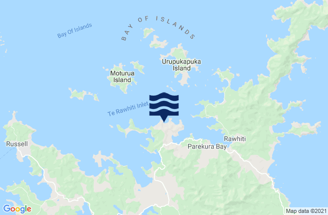 Mapa da tábua de marés em Waipiro Bay, New Zealand