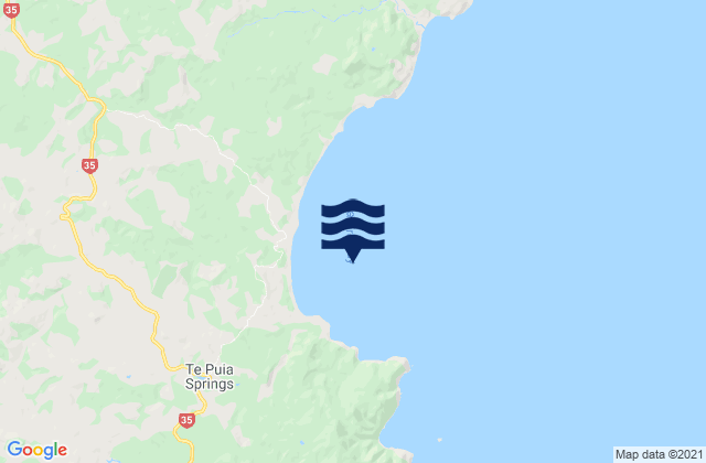 Mapa da tábua de marés em Waipiro Bay, New Zealand