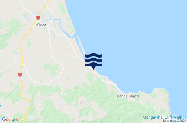 Mapa da tábua de marés em Waipu Cove, New Zealand