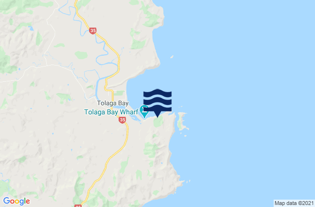 Mapa da tábua de marés em Wairere Beach, New Zealand