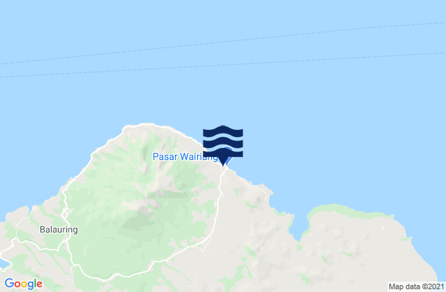 Mapa da tábua de marés em Wairiang, Indonesia