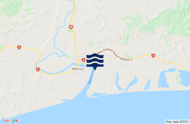 Mapa da tábua de marés em Wairoa District, New Zealand