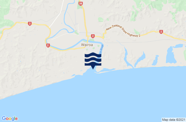 Mapa da tábua de marés em Wairoa River Mouth, New Zealand