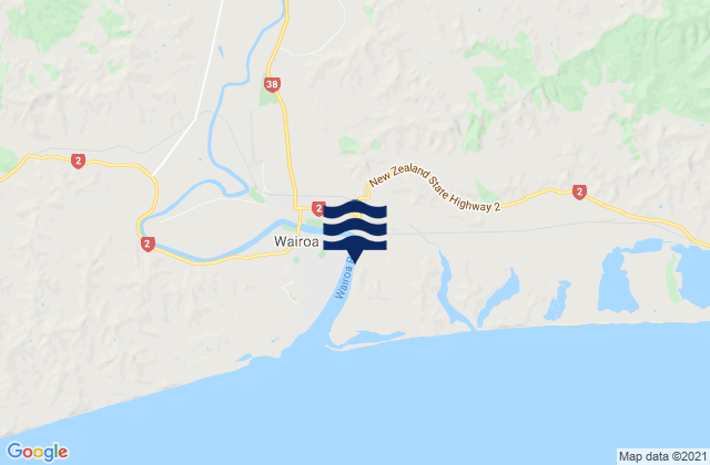 Mapa da tábua de marés em Wairoa, New Zealand