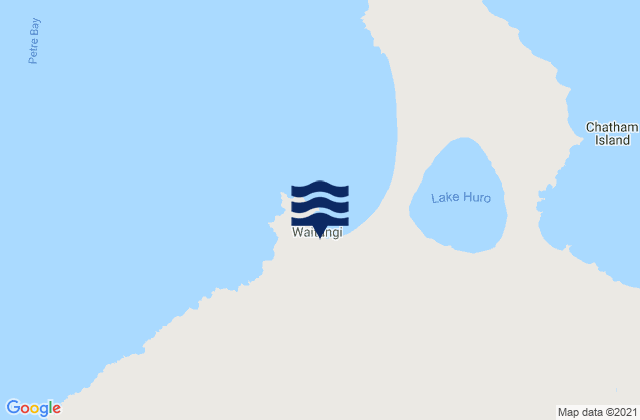 Mapa da tábua de marés em Waitangi, New Zealand