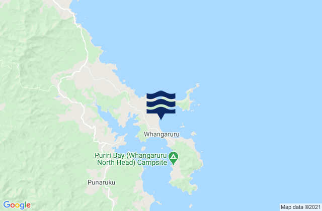 Mapa da tábua de marés em Waitapu Rock, New Zealand