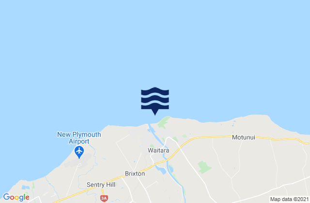 Mapa da tábua de marés em Waitara River Entrance, New Zealand
