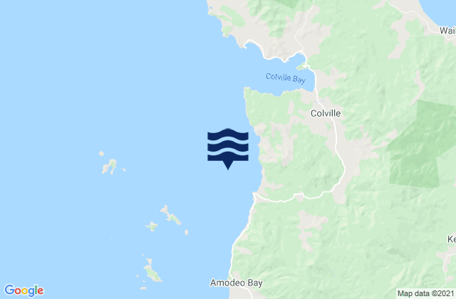 Mapa da tábua de marés em Waitete Bay, New Zealand