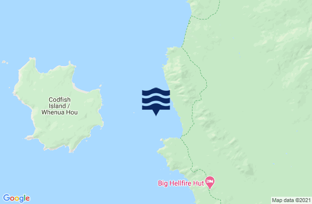 Mapa da tábua de marés em Waituna Bay, New Zealand