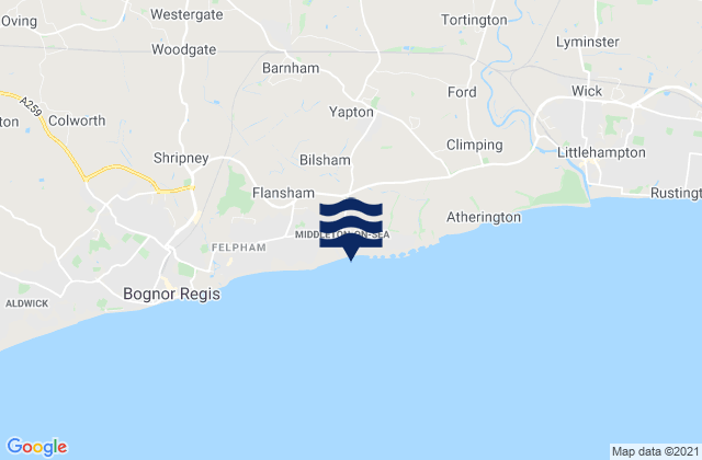 Mapa da tábua de marés em Walberton, United Kingdom