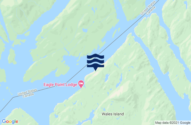 Mapa da tábua de marés em Wales Island, Canada