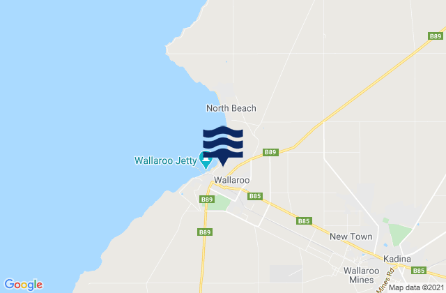 Mapa da tábua de marés em Wallaroo, Australia