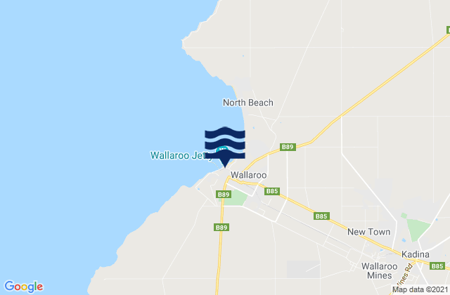 Mapa da tábua de marés em Wallaroo Port, Australia