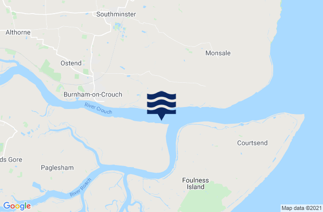 Mapa da tábua de marés em Wallasea Island, United Kingdom