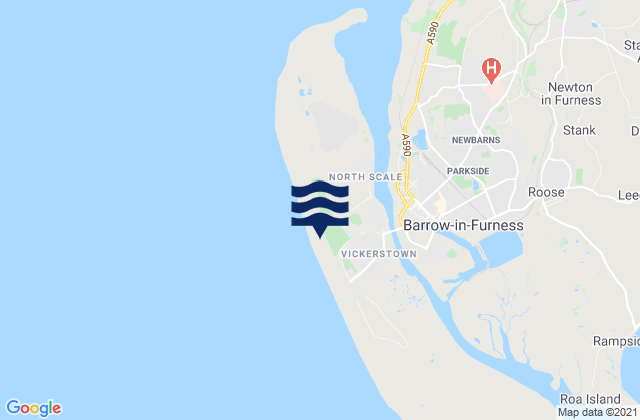 Mapa da tábua de marés em Walney Island, United Kingdom