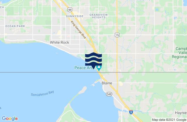 Mapa da tábua de marés em Walnut Grove, Canada