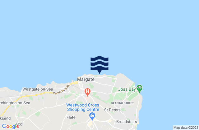 Mapa da tábua de marés em Walpole Bay Beach, United Kingdom