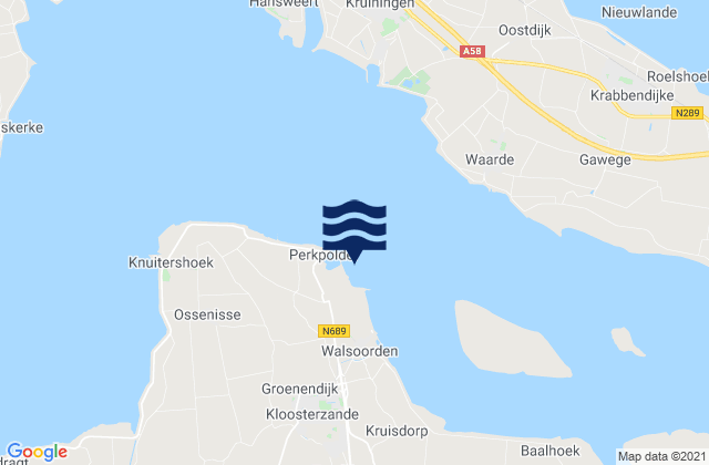 Mapa da tábua de marés em Walsoorden, Netherlands