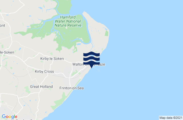 Mapa da tábua de marés em Walton-on-the-Naze, United Kingdom