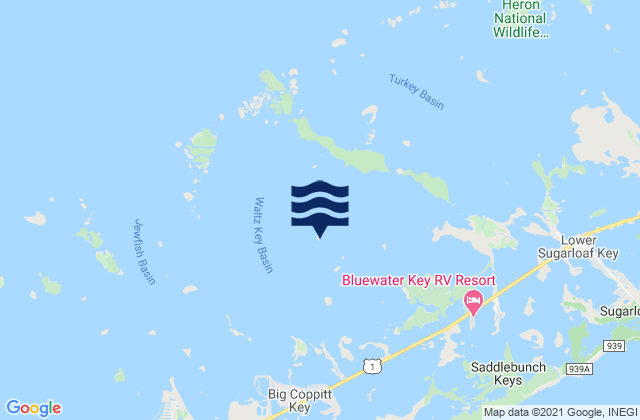 Mapa da tábua de marés em Waltz Key (Waltz Key Basin), United States