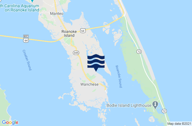 Mapa da tábua de marés em Wanchese, United States