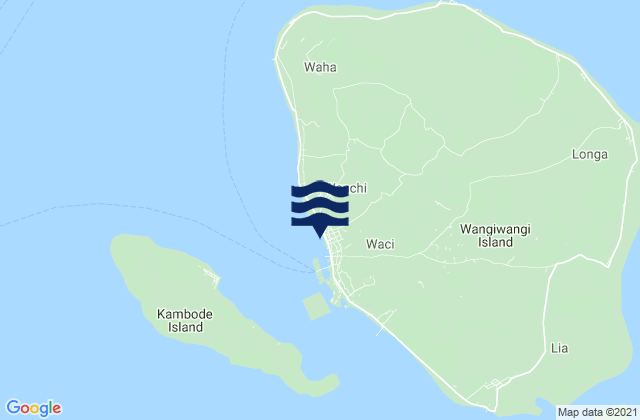 Mapa da tábua de marés em Wanci, Indonesia