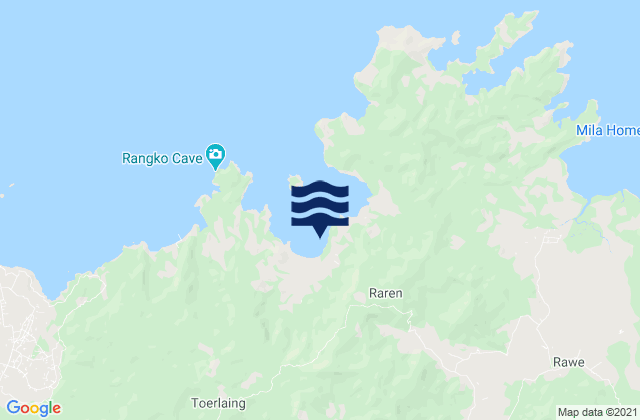 Mapa da tábua de marés em Wangkung, Indonesia