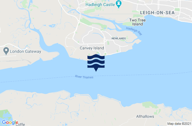 Mapa da tábua de marés em Wansbeck Estuary, United Kingdom